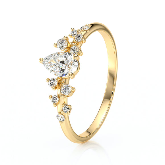 Solitaire accompagné diamant Pluie d'étoiles - 10