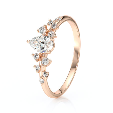 Solitaire accompagné diamant Pluie d'étoiles - 10