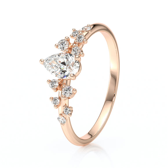 Solitaire accompagné diamant Pluie d'étoiles - 10