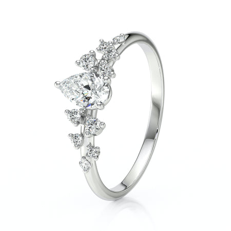 Solitaire accompagné diamant Pluie d'étoiles - 10