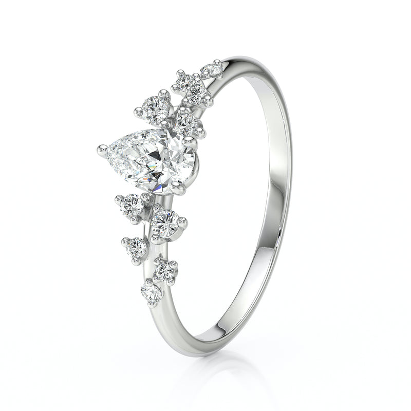 Solitaire accompagné diamant Pluie d'étoiles - 10