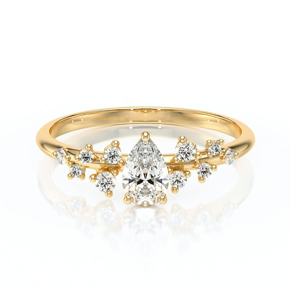 Solitaire accompagné diamant Pluie d'étoiles - 10