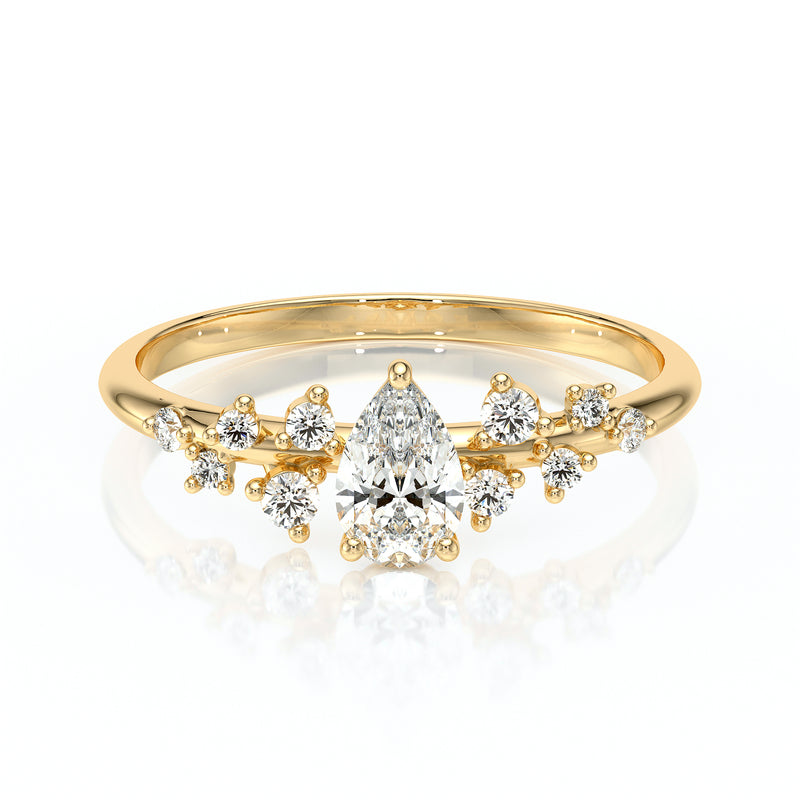 Solitaire accompagné diamant Pluie d'étoiles - 10