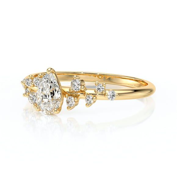 Solitaire accompagné diamant Pluie d'étoiles - 10