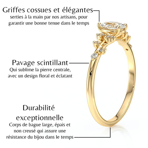 Solitaire accompagné diamant Pluie d'étoiles - 10