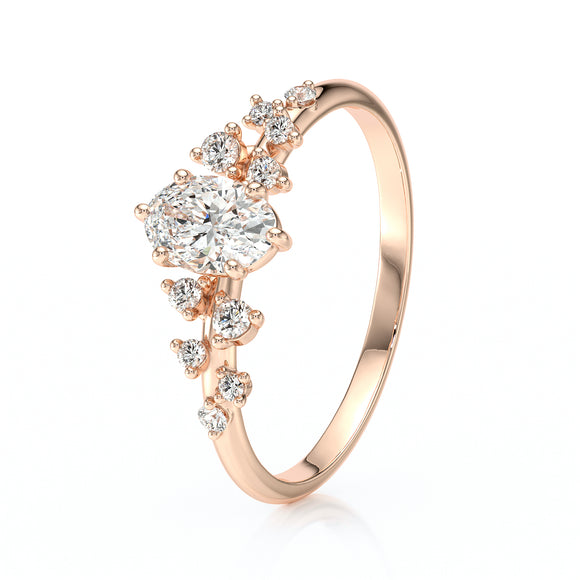 Solitaire accompagné diamant Pluie d'étoiles - 11