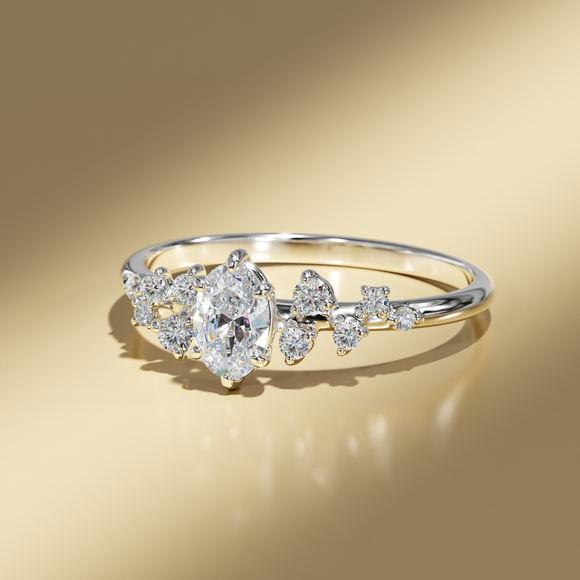 Solitaire accompagné diamant Pluie d'étoiles - 11