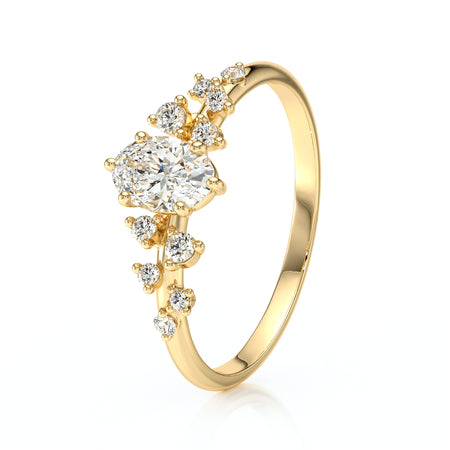 Solitaire accompagné diamant Pluie d'étoiles - 11