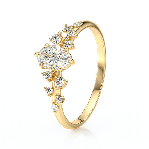 Solitaire accompagné diamant Pluie d'étoiles - 11