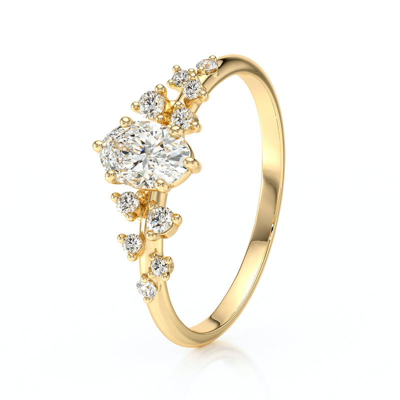 Solitaire accompagné diamant Pluie d'étoiles - 11