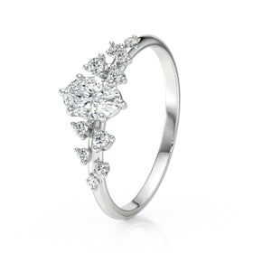 Solitaire accompagné diamant Pluie d'étoiles - 11