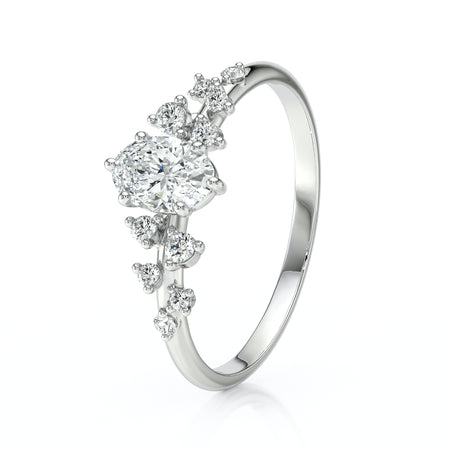 Solitaire accompagné diamant Pluie d'étoiles - 11