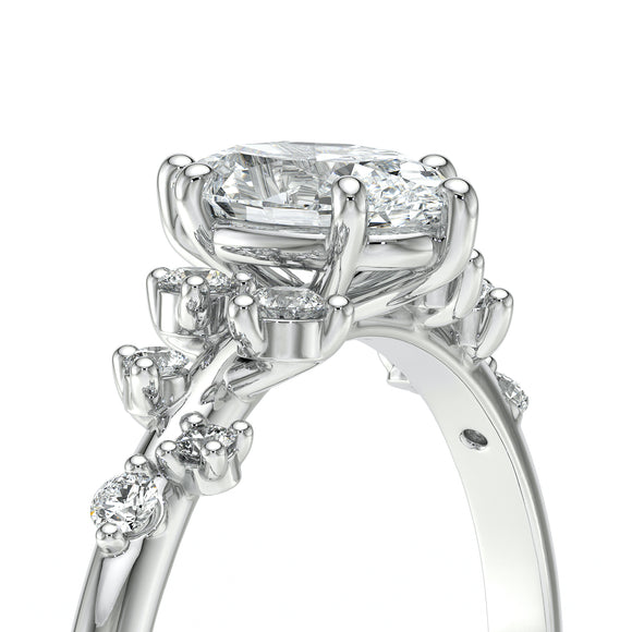 Solitaire accompagné émeraude et diamant Pluie d'étoiles - 11