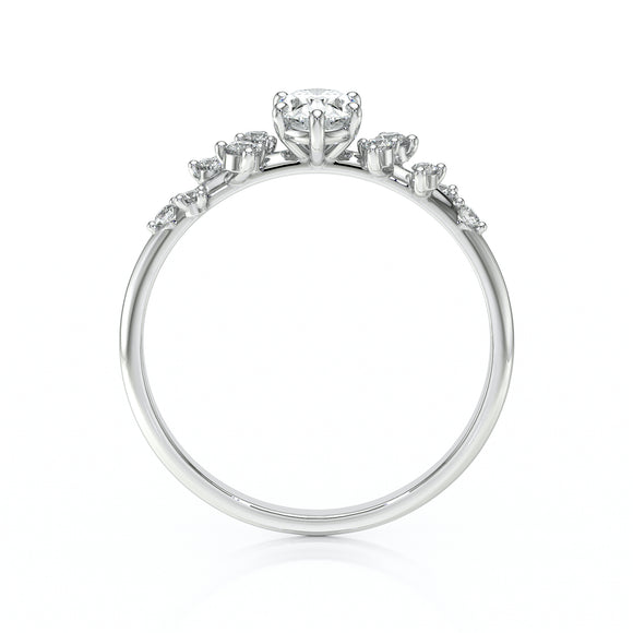 Solitaire accompagné émeraude et diamant Pluie d'étoiles - 11