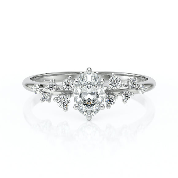 Solitaire accompagné diamant Pluie d'étoiles - 11