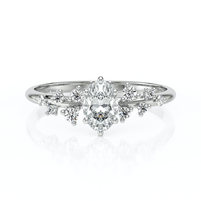 Solitaire accompagné diamant Pluie d'étoiles - 11