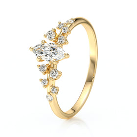 Solitaire accompagné diamant Pluie d'étoiles - 12