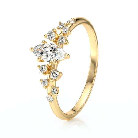 Solitaire accompagné diamant Pluie d'étoiles - 12