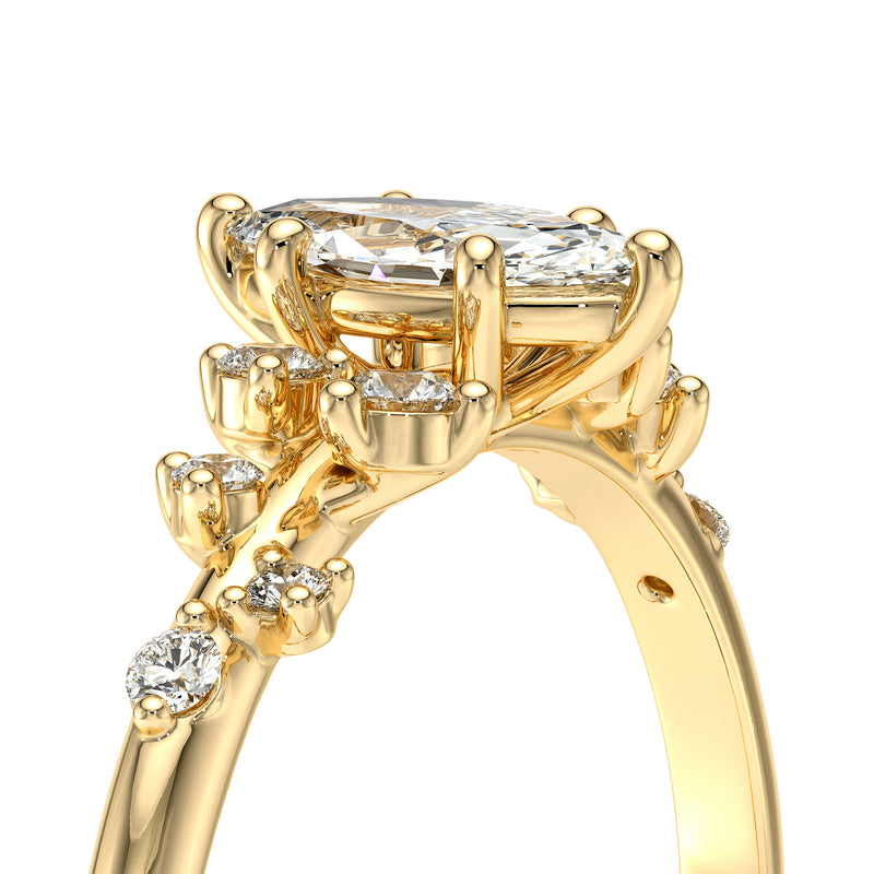 Solitaire accompagné diamant Pluie d'étoiles - 12