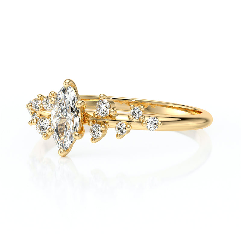 Solitaire accompagné diamant Pluie d'étoiles - 12