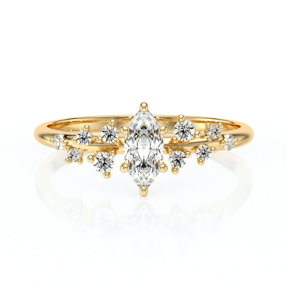 Solitaire accompagné diamant Pluie d'étoiles - 12