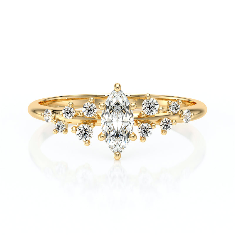 Solitaire accompagné diamant Pluie d'étoiles - 12