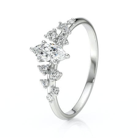 Solitaire accompagné diamant Pluie d'étoiles - 12