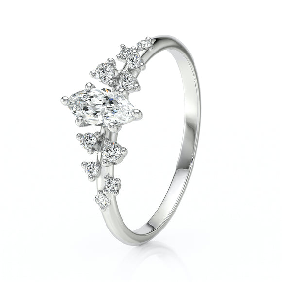 Solitaire accompagné diamant Pluie d'étoiles - 12