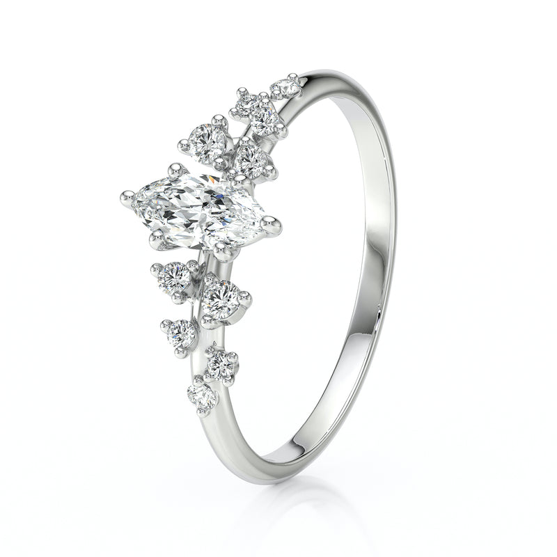 Solitaire accompagné diamant Pluie d'étoiles - 12