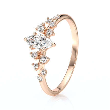 Solitaire accompagné diamant Pluie d'étoiles - 12