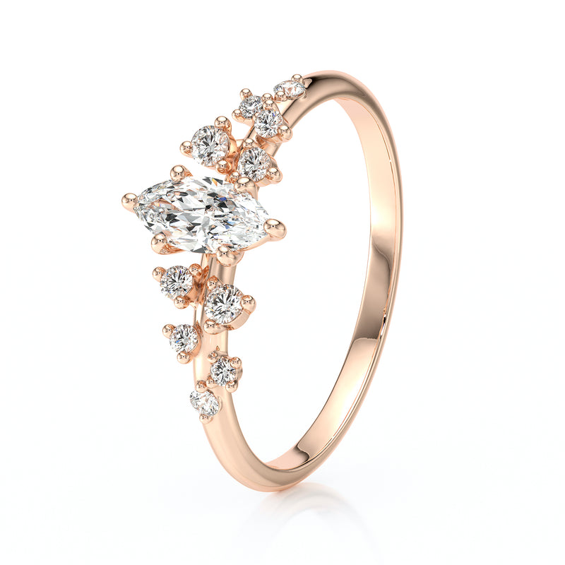 Solitaire accompagné diamant Pluie d'étoiles - 12