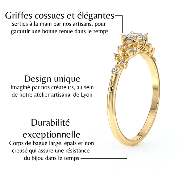 Solitaire accompagné diamant Pluie d'étoiles - 13