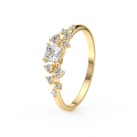 Solitaire accompagné diamant Pluie d'étoiles - 13