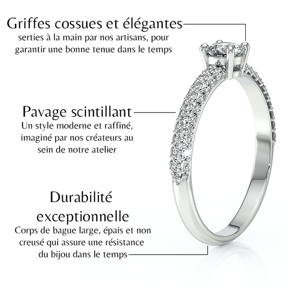 Solitaire accompagné diamant Pluie d'étoiles - 14