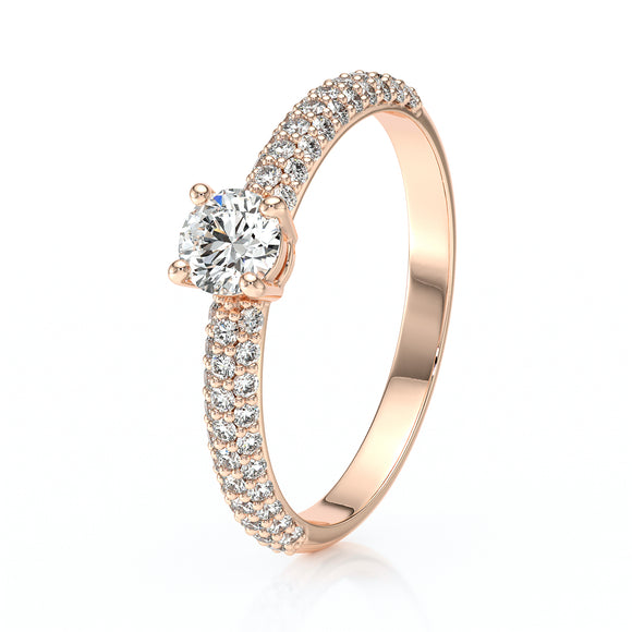 Solitaire accompagné diamant Pluie d'étoiles - 14