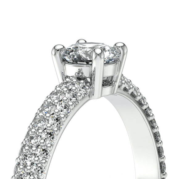 Solitaire accompagné diamant Pluie d'étoiles - 14