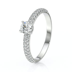 Solitaire accompagné diamant Pluie d'étoiles - 14