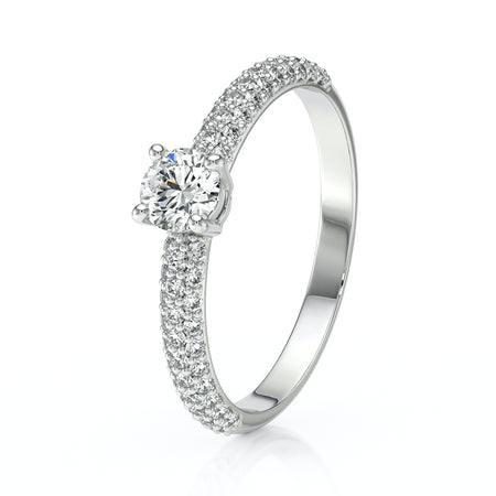 Solitaire accompagné diamant Pluie d'étoiles - 14