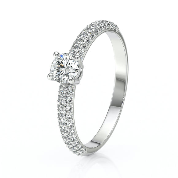 Solitaire accompagné diamant Pluie d'étoiles - 14