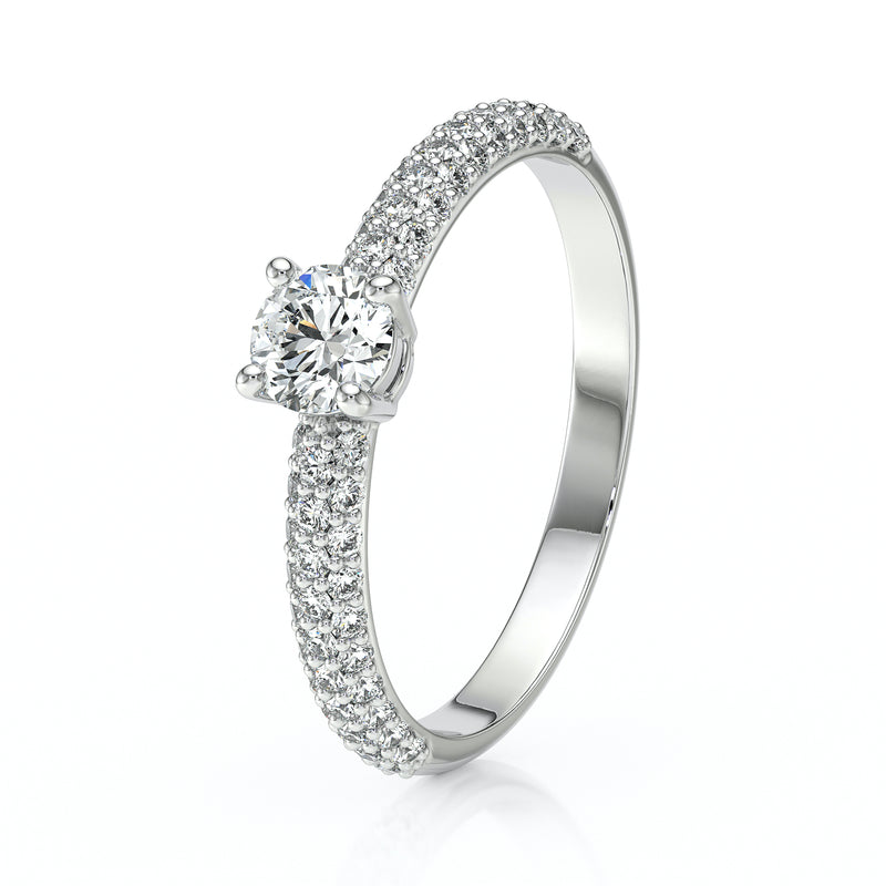 Solitaire accompagné diamant Pluie d'étoiles - 14