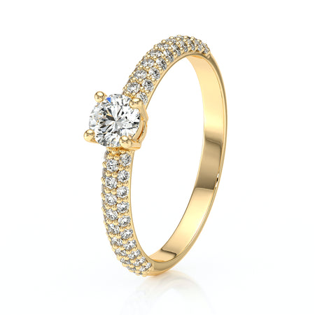 Solitaire accompagné diamant Pluie d'étoiles - 14