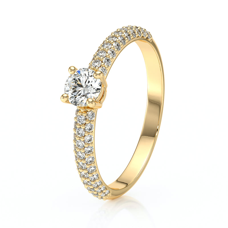 Solitaire accompagné diamant Pluie d'étoiles - 14