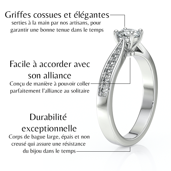 Solitaire accompagné diamant Pluie d’étoiles - 15