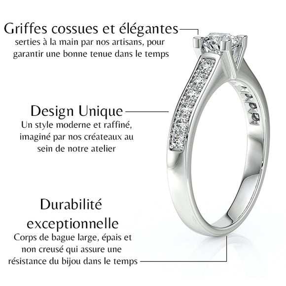 Solitaire accompagné aigue-marine et diamant Pluie d’étoiles - 1