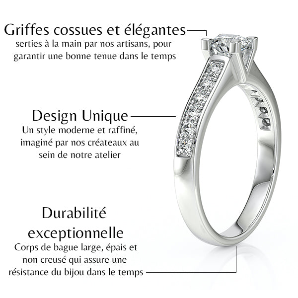 Solitaire accompagné diamant Pluie d’étoiles - 1