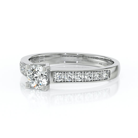 Solitaire accompagné aigue-marine et diamant Pluie d’étoiles - 1