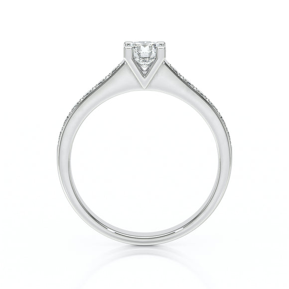 Solitaire accompagné aigue-marine et diamant Pluie d’étoiles - 1