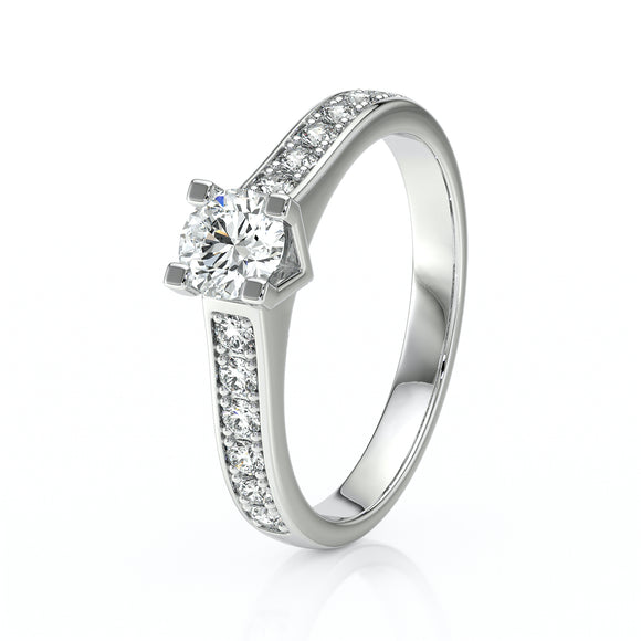 Solitaire accompagné diamant Pluie d’étoiles - 1