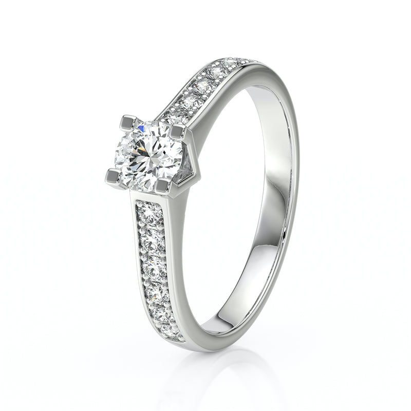 Solitaire accompagné diamant Pluie d’étoiles - 1