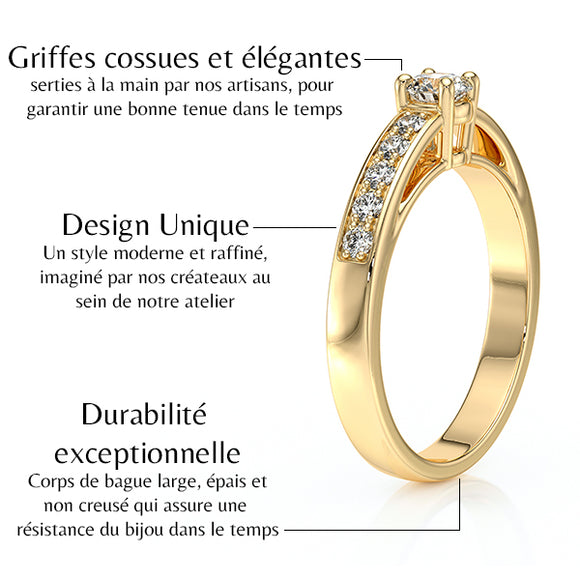 Solitaire accompagné émeraude et diamant Pluie d’étoiles - 3